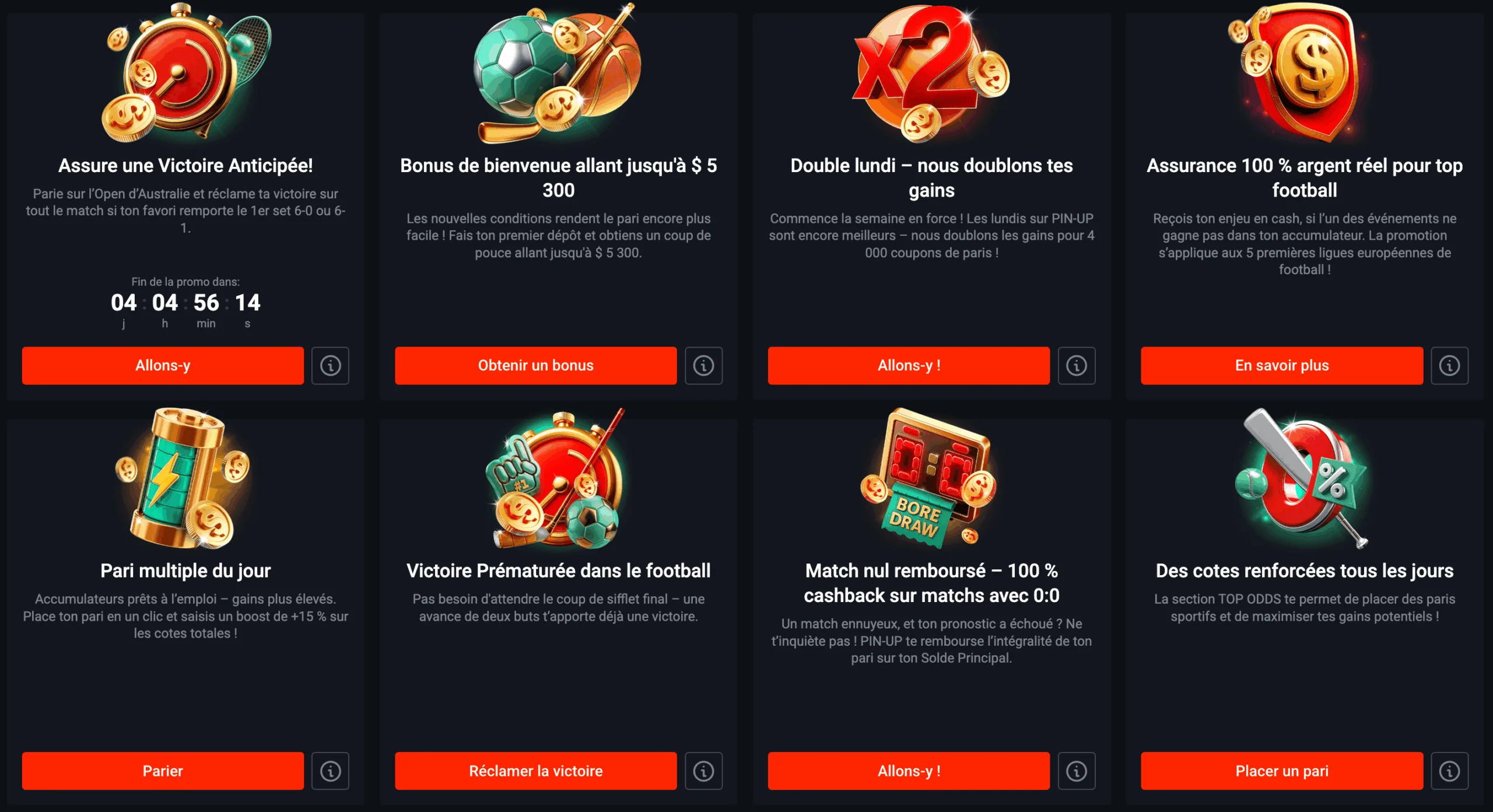 Le système de bonus de Pin Up Bet